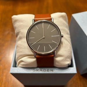 Skagen Three Hand Brown Leather Watch